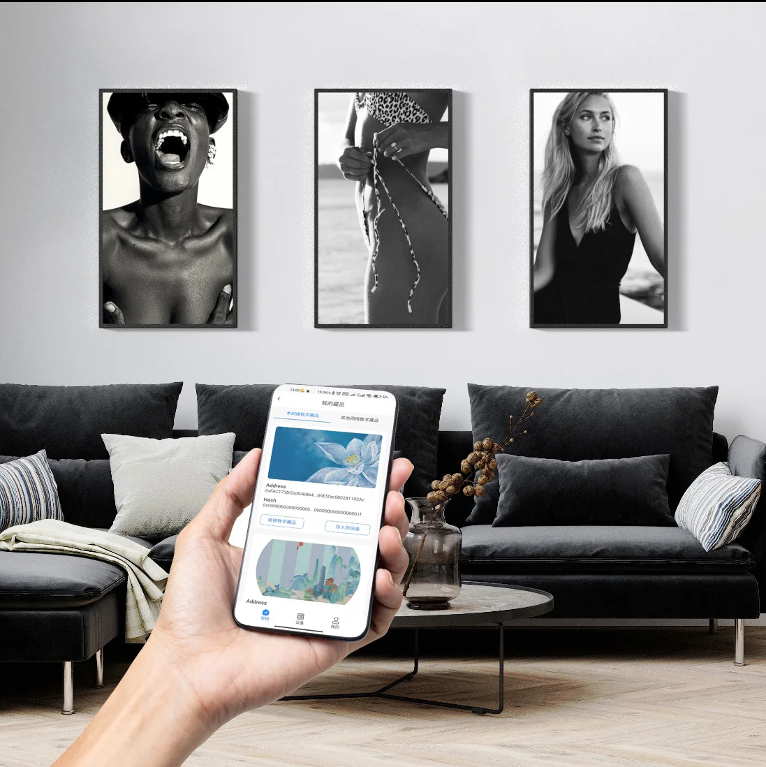 Super AI Digital Frame 21.5/32/43/55 Inch Wall Smart Digital Art Photo Picture Frames Wifi 32 Inch LCD Canvas  Video Nft Display
