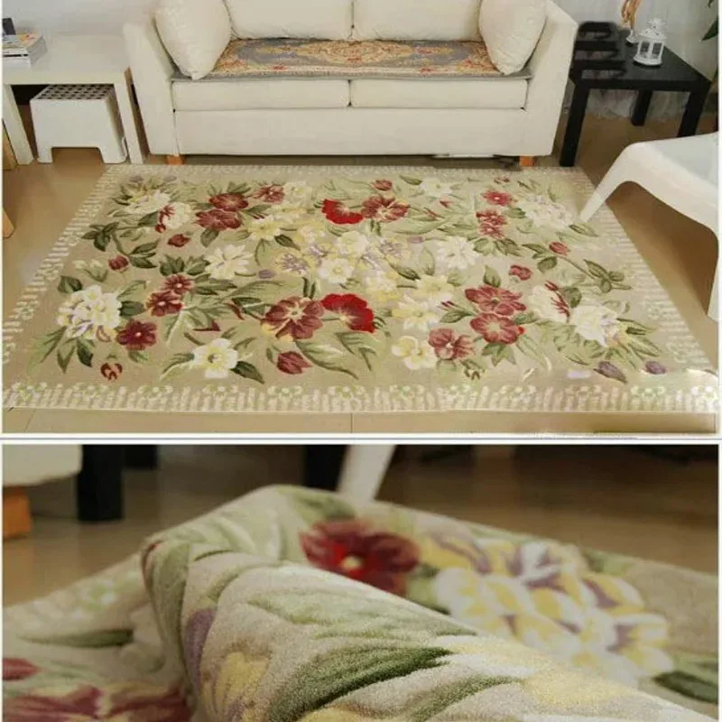 Carpet Plus Size 100% Rugs Wool Hand Carved Floral Tapis Salon For Home Rectangle Non-slip Parlor Soft Custom Large sizeCarpet