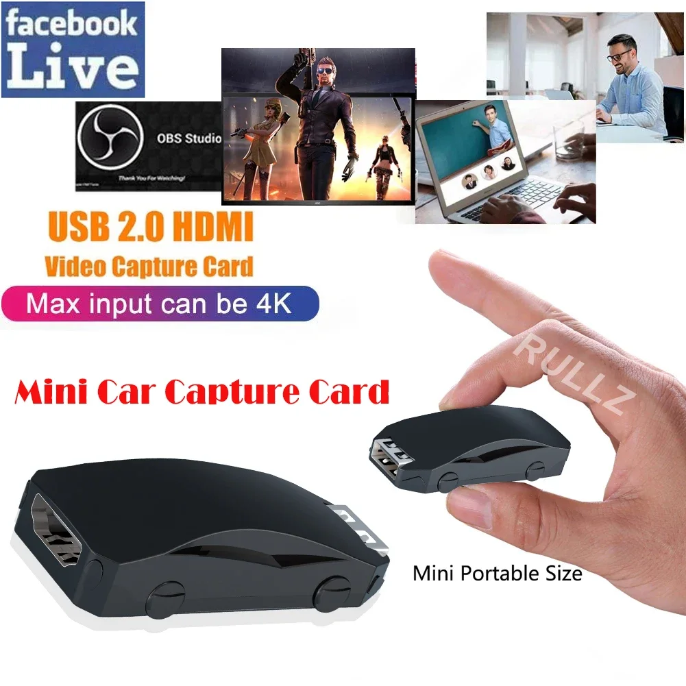 

4K Input HDMI Video Capture Card USB 2.0 Video Grabber Recorder for PS4 Game DVD Camcorder HD Camera Recording PC Live Streaming