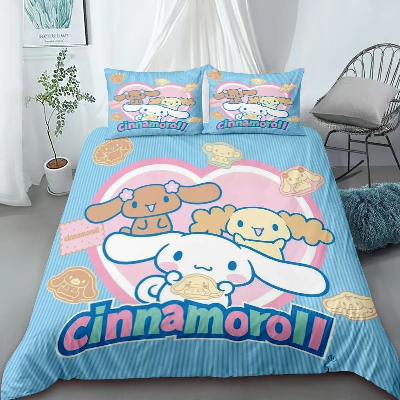 Duvet Cover Sanrio Kuromi Cinnamon Cartoon Style Quilt Cover Bedding Set Home Decoration for Children Holiday Gifts