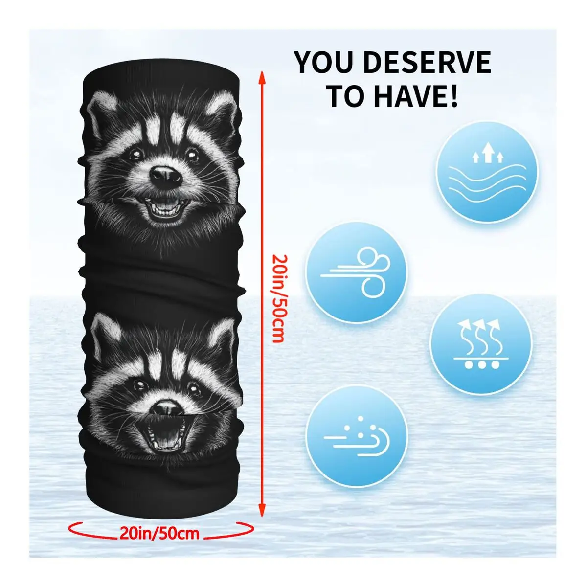 Laughing Raccoon Bandana Neck Cover Wrap Scarf Balaclava Cycling Unisex Adult Breathable