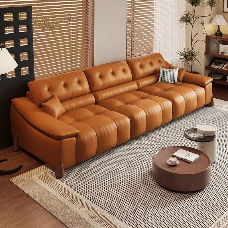 Leather sofa, Italian light luxury electric multi-functional sofa bed dual-purpose small apartment