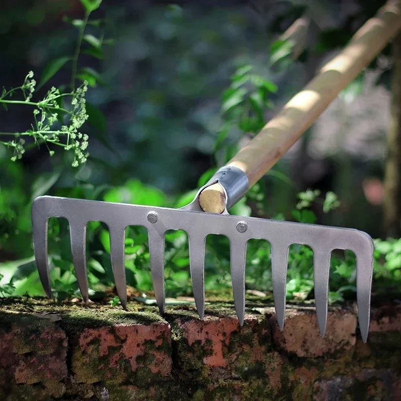 Landwirtschaftliches Werkzeug 5/7/11-Zinken-Rechen zum Kellen, Bodenlockerung, Bodenplanierung und Unkrautjäten im Garten, Mehrzweck-Eisenrechen – Detail 11