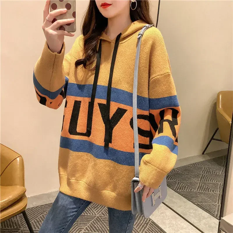 Woman Tops Long Sleeve Thick Hoodies Warm Cold Autumn and Winter Hooded Sweatshirt for Women Korean Popular Clothes 90s Vintage