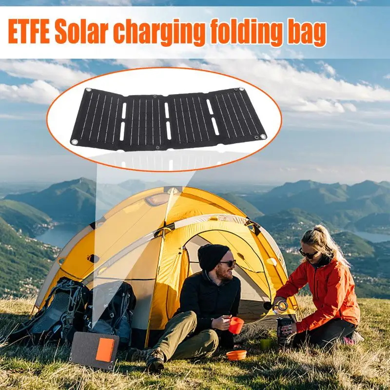 Portable Solar Power Charger Bag Backup Battery Bag Phone Charger Portable Charger Power Bank Folding Bag Camping Solar Charger