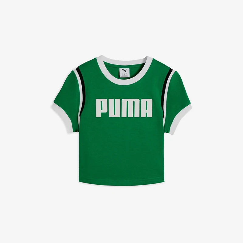 

Puma натуральная летняя женская модная короткая футболка с буквенным принтом 631946-86