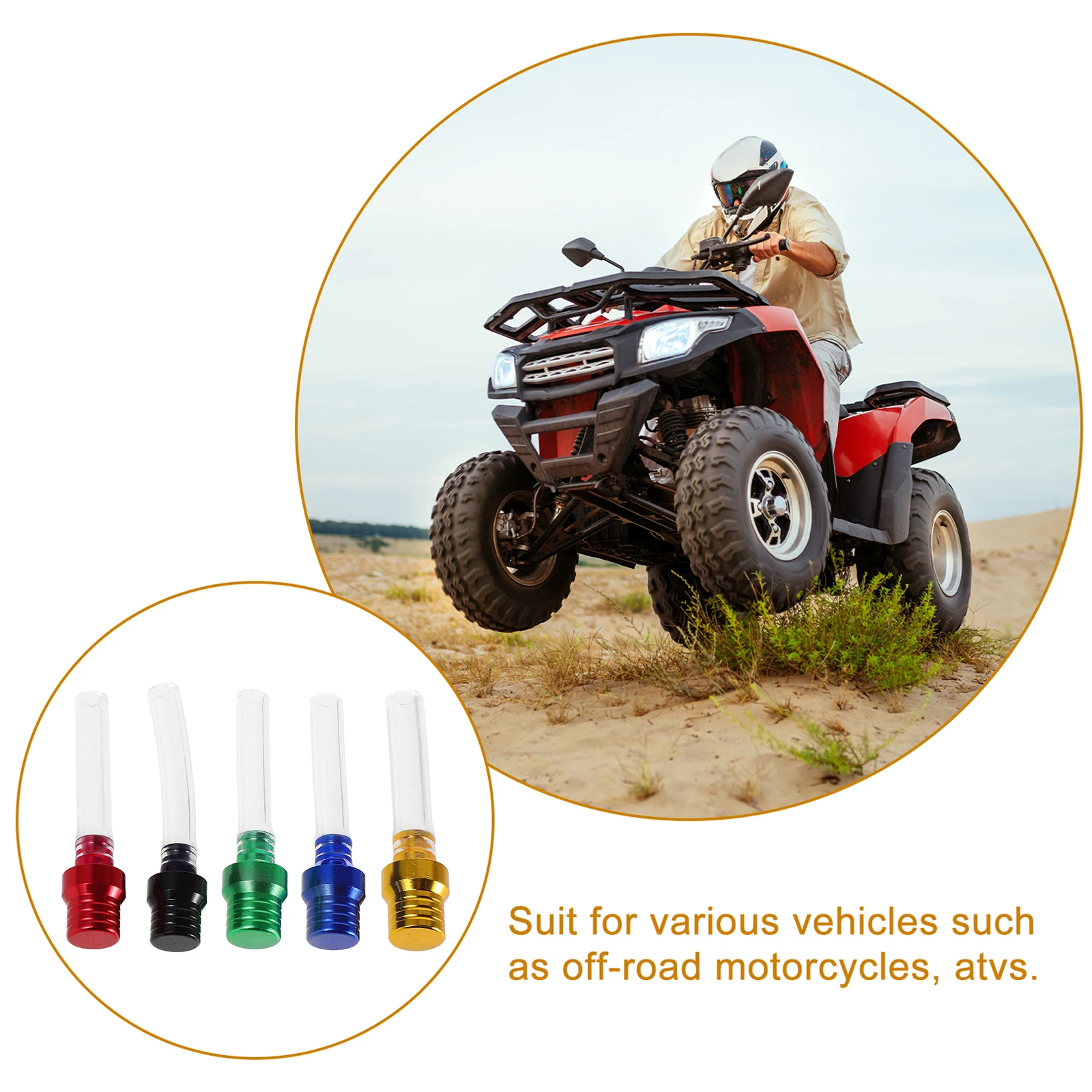 

5pcs Fuel Tank Gas Cap Vent Hose Motorcycle Cap Oil Tank Cover Red Head Universal Replacement For Atv Motorbike Parts
