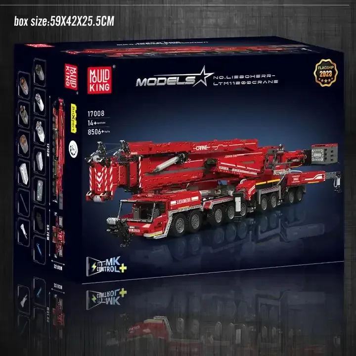 W magazynie Forma King Technic 17007 17008 APP Lieboherr LTM 11200 Crane Baufahrzeuge 17023 RC Crawler Crane Truck Building Blocks