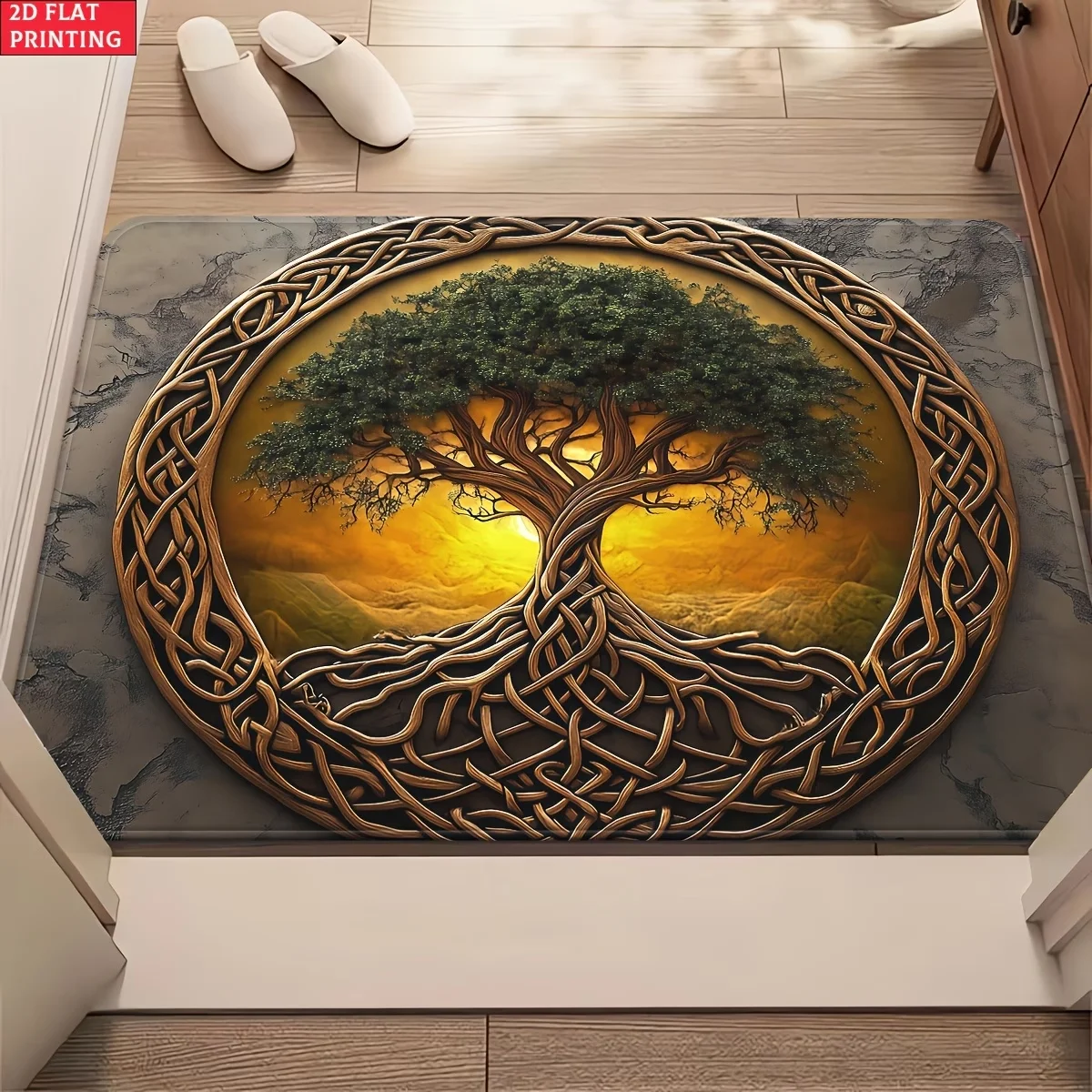 Vintage Celtic Knot Tree of Life Doormat, Non-Slip Mat Rug T