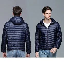 Men's Jackets Plus Size Autumn Winter Ultra Lightweight Down Cotton Jacket Breathable Outerwear Big Size Men Hooded Outdoor Coat