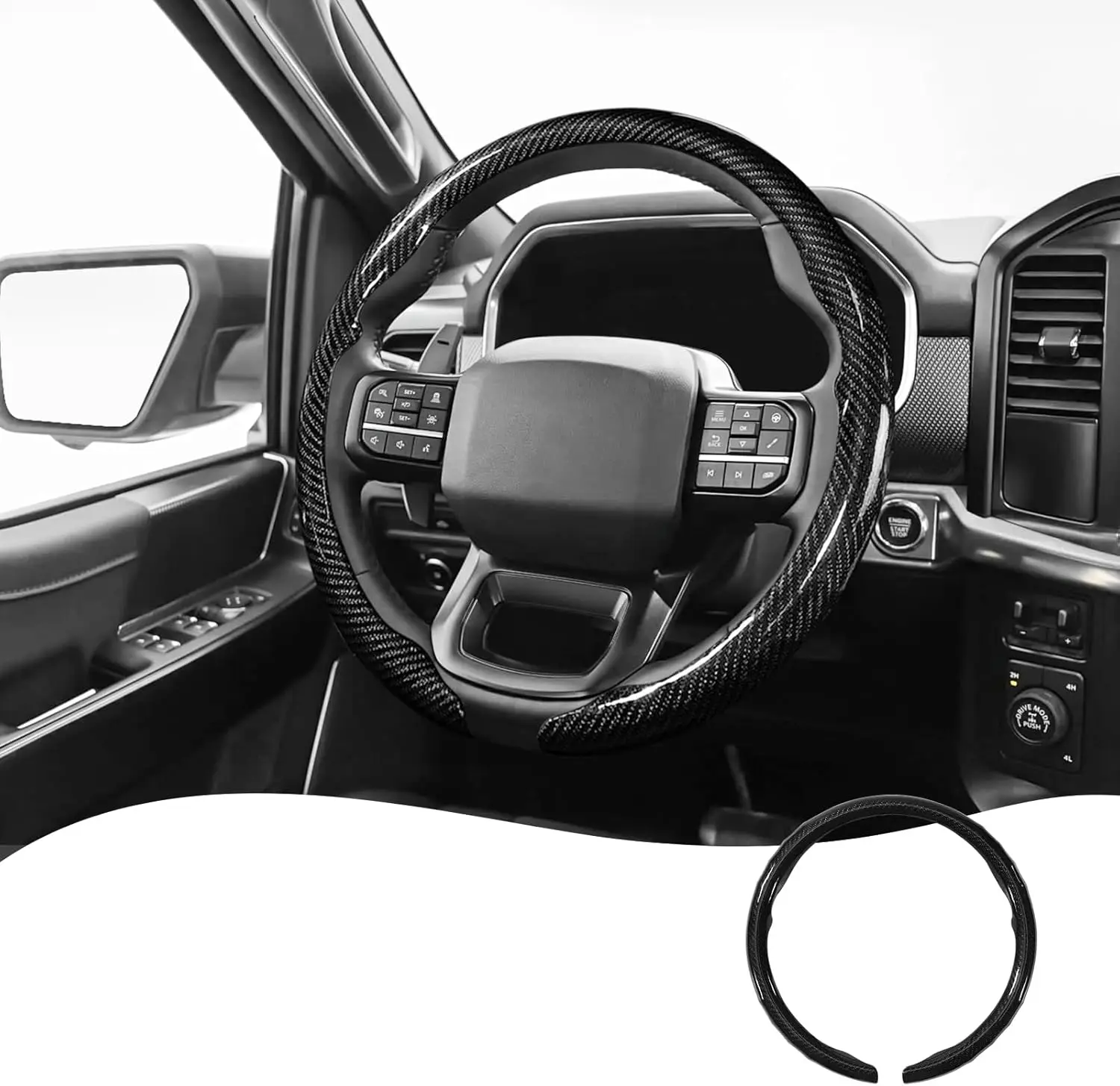 

Carbon Fiber Pattern Steering Wheel Cover, Anti-Slip Design for 15-inch Wheels, Customizable Accessory for Men and Women