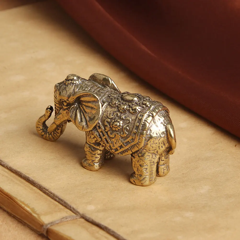 

Brass Elephant Figurine Vintage Statues Exquisite Decorations Desktop Small Craft Pure Copper Elephants Animal