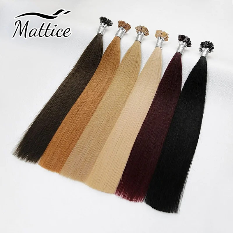 Flat Tip Hair Extensions Straight Human Hair 1.2cm Keratin Hair Fusion Extension Nail Bond Capsule Remy Hair 1g/Strand 26inch