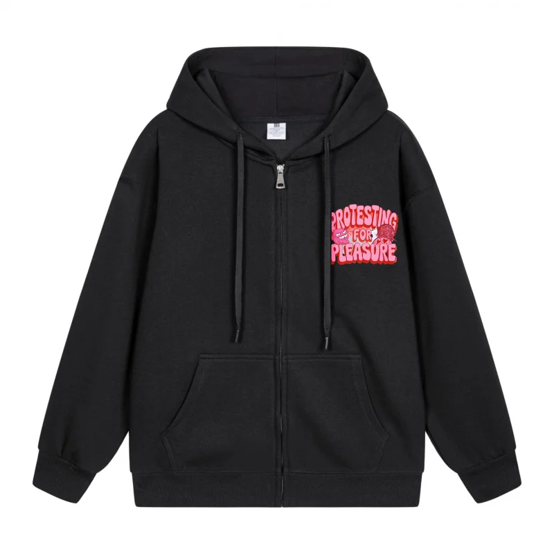 

Men's Zip-Up Hoodie Protesting For Our Pleasure Pink 2025 New Style Casual Couples’ Style Casual and Loose