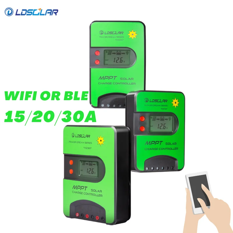 

LDSOLAR 15A 20A 30A MPPT Solar Charger Controller with WIFI or BLE Remote Control APP Program