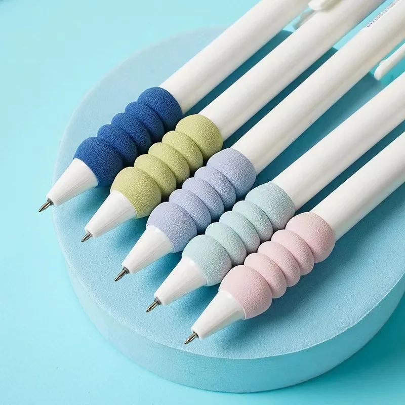 Popular Sponge Sheath Decompression Press Gel Pen Small Fresh 0.5mm Black Press Pen Novelty Stationery Kawaii Student Gifts