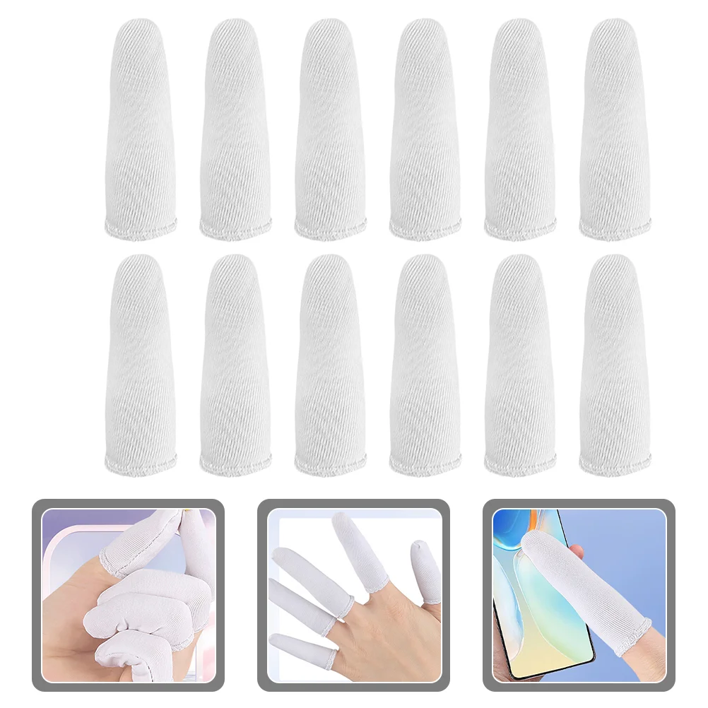 60 Pcs Finger Cots Pure Cotton Sleeves Work Fingerless Brace Breathable Protector