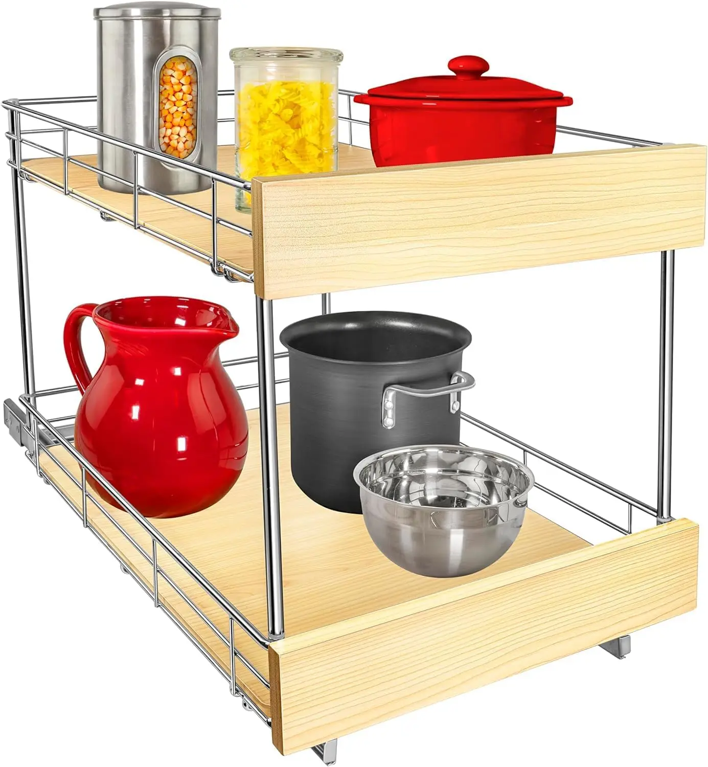 

Pull Out Cabinet Organizer - 14" x 21" Sliding Shelves for Kitchen Storage, Pots and Pans Drawer with Lifetime Warranty
