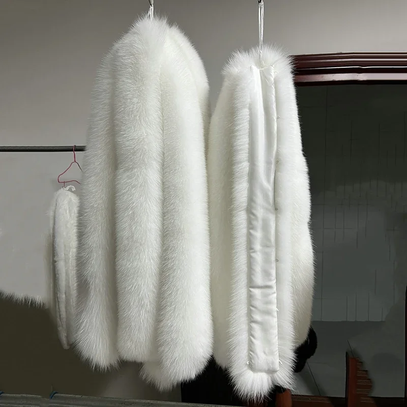 Natural Fur Collar for DIY Apparel Sewing Fluffy Trimming White Fabric Coat Hood Shawl Decoration Sewing Costume Crafts Collar