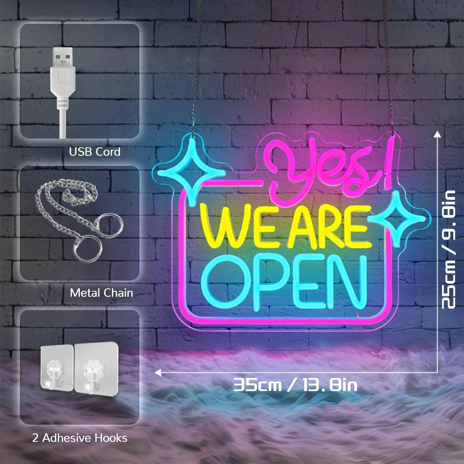 Open Neon Sign WE ARE OPEN LED Neon Light USB Power for Bedroom Bar Hotel Kitchen Party Living Room Wall Decor Gift for Friend