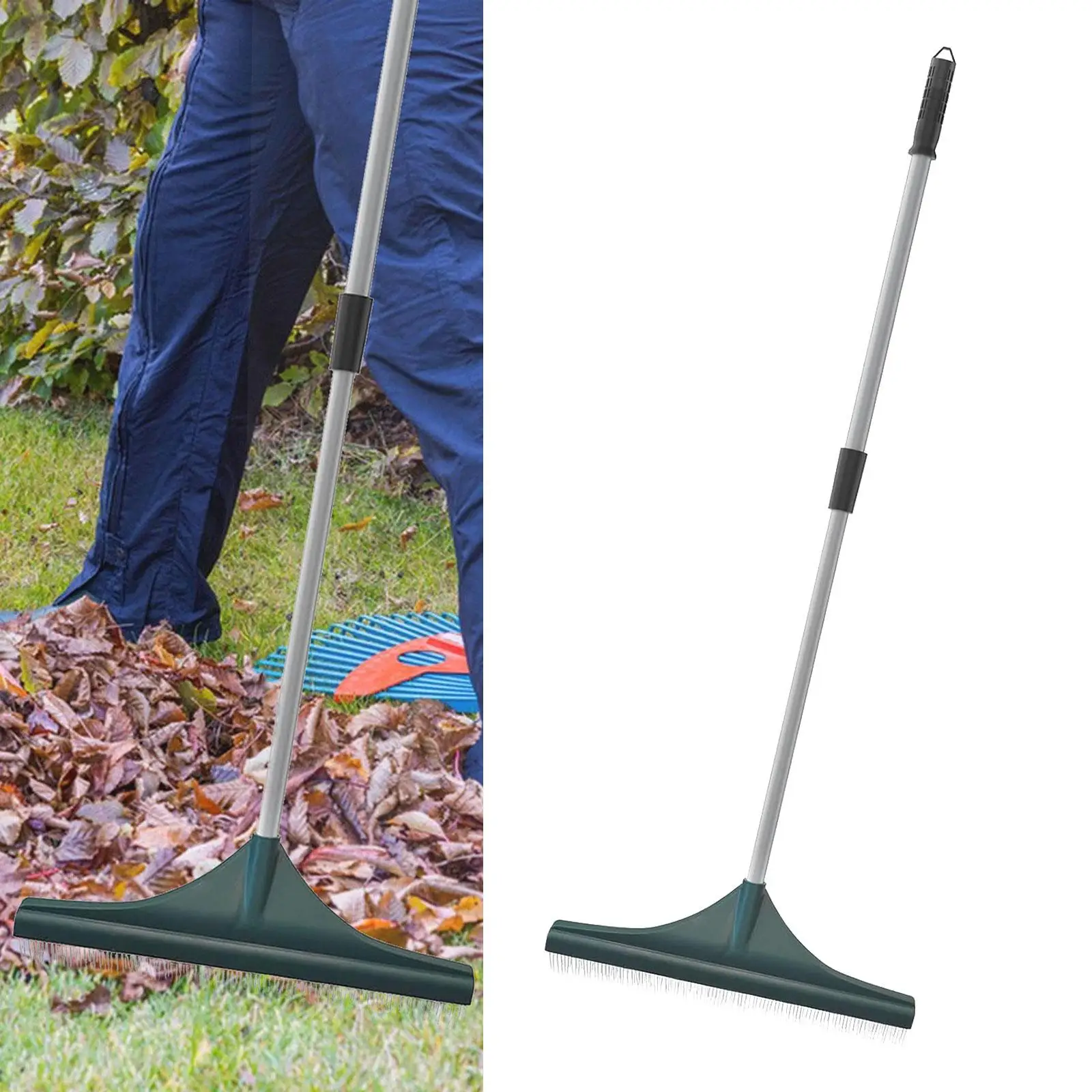 Heavy Duty Artificial Grass Cleaner Telescopic Rake for Pet Hair and Garden Leaves on Patio Surfaces