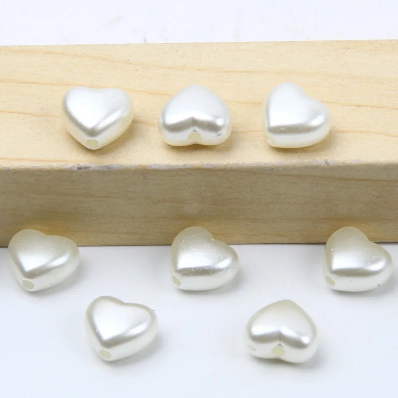 100pcs/Lot 9x8mm Acrylic Love Heart Imitation Pearls Spacer Beads For Jewelry Making DIY Necklace Bracelet Accessories