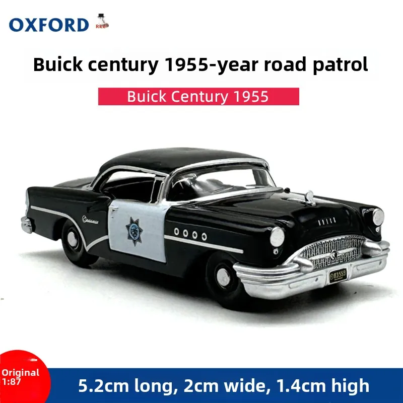 Diecast OXFORD 1:87 Scale Buick Century 1955 Highway Patrol Alloy Car Model Collectible Toy Gift Souvenir Display Ornament