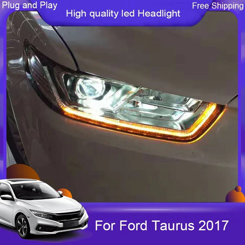 Car Styling Head Lamp for Ford Taurus 2017 Headlight LED Headlight DRL Lens Double Beam Bi-Xenon HID Auto Accessories car light