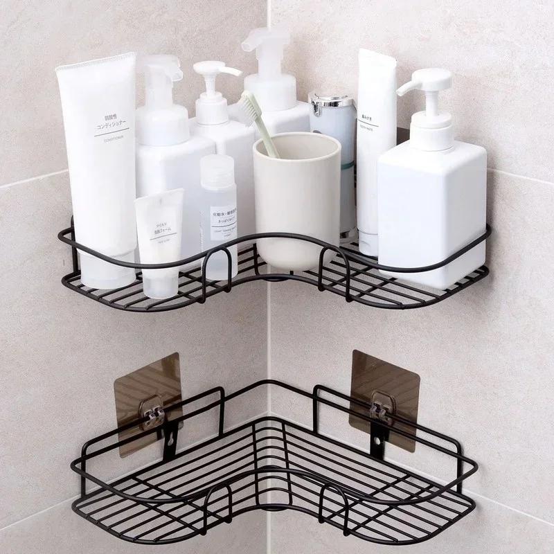 Wall-mounted Bathroom Corner Shelf Without Drilling Rustproof Space Aluminum Shower Storage Multifu Drainage Rack Shampoo Holder