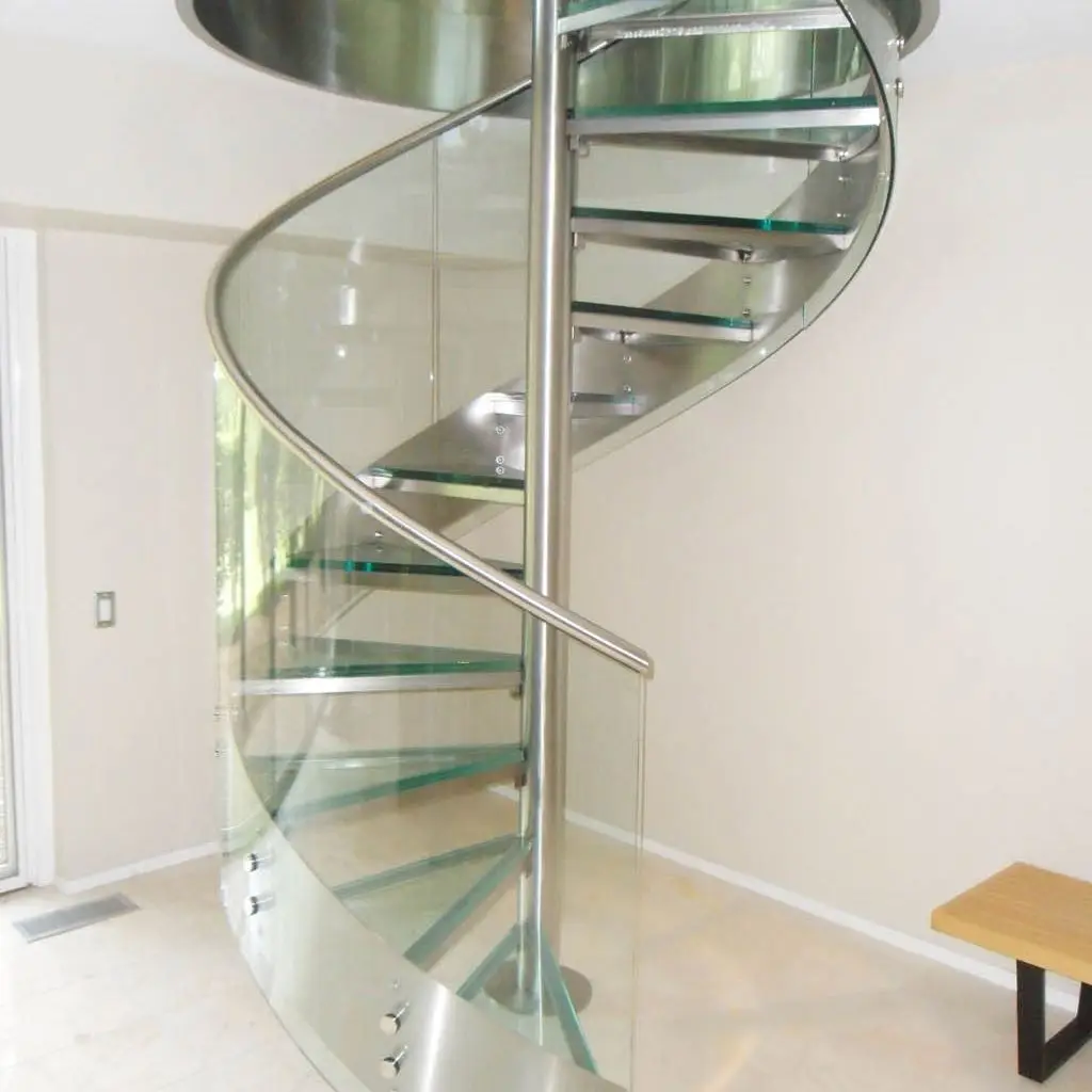 Personalizzazione Scale a spirale in legno con fascio centrale in acciaio al carbonio verniciato a polvere per piccoli spazi fai da te