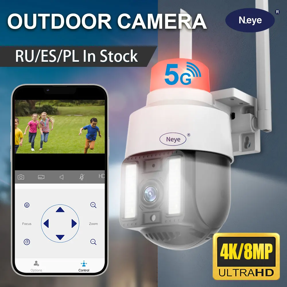 

Neye 8MP 4K WiFi Security Camera Outdoor 5x Zoom High Speed Hemisphere PTZ Camera Ai Automatic Tracking and Detection