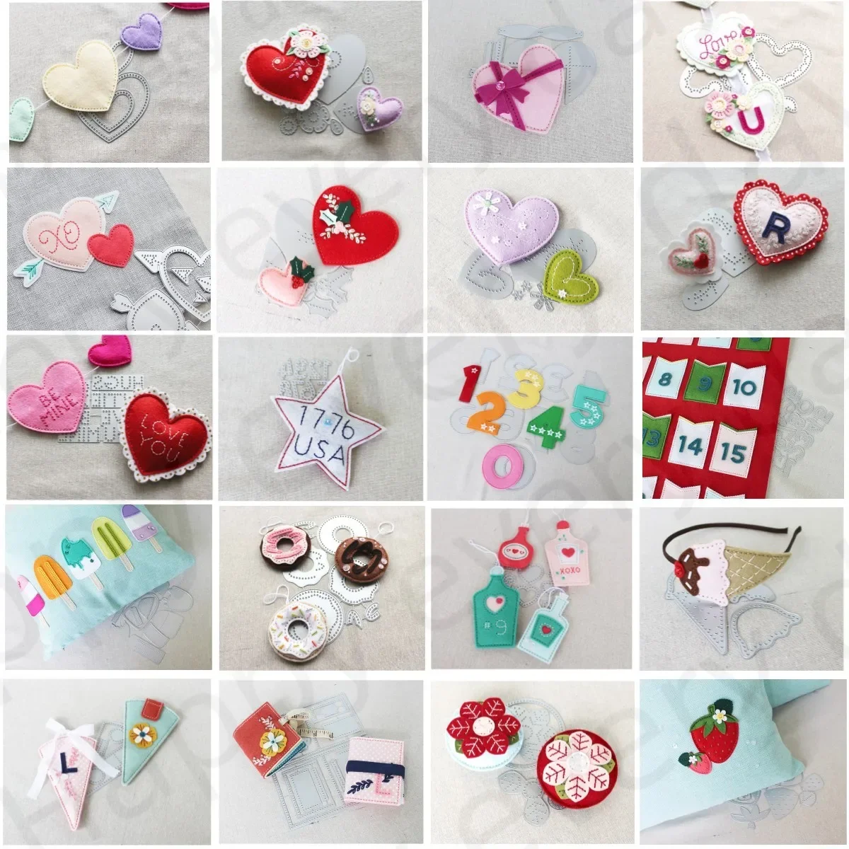 

Ice Cream Cone Strawberry Ribboned Heart Donut Metal Cutting Dies DIY Decorating Paper Card Spring Summer Valentine's Day New