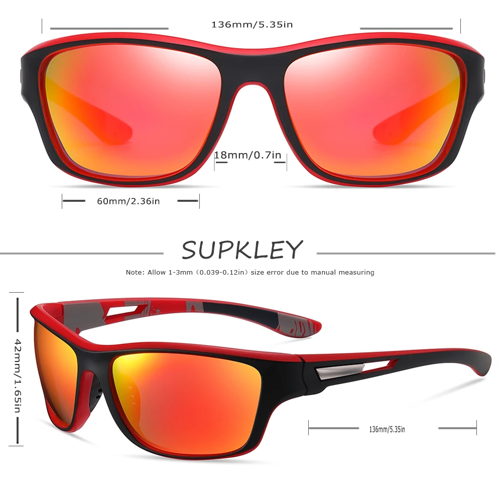 Supkley Outdoor Sport polarisierte Sonnenbrille für Männer Frauen UV-Schutzbrille zum Fahren Wandern Angeln Radfahren – Detail 4