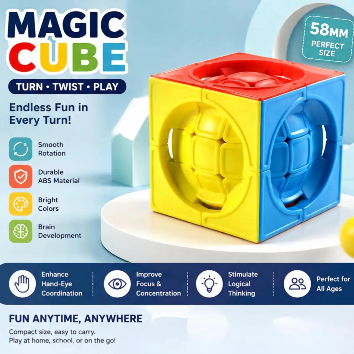 Toy Magic Cube Speed Twist Alien Cube Magic Ball 3x3x3 Stress Relief Professional Puzzle Game Children's Toy Gift