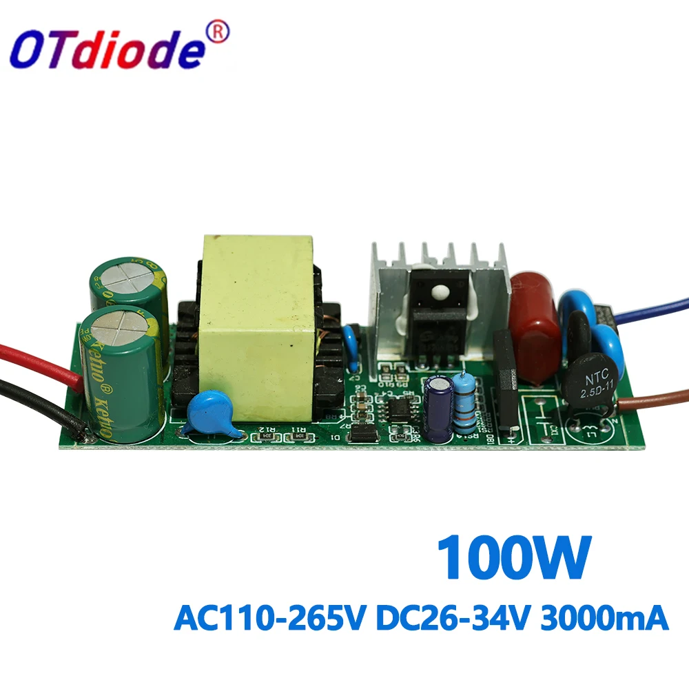 100W LED Driver Power Supply AC 110V 220V to DC 26V 30V-34V 3000mA High PF Isolated Constat Current Transformers For DIY Flood L