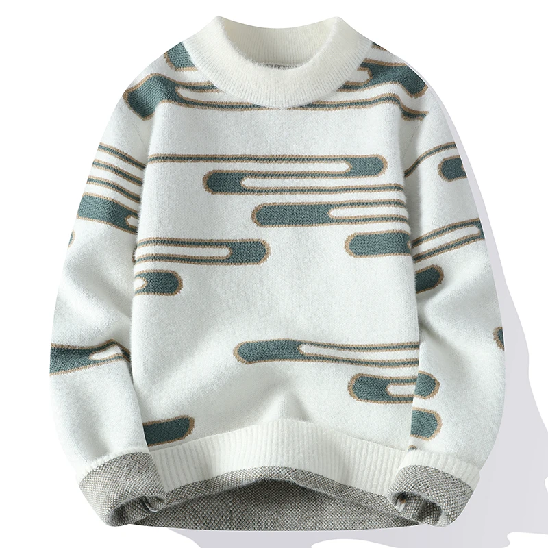 

Men's Thiened Mink Sweater round Ne Knitted Base irt Trendy Winter Warm Underwear for Teenage Students Casual Slim Fit