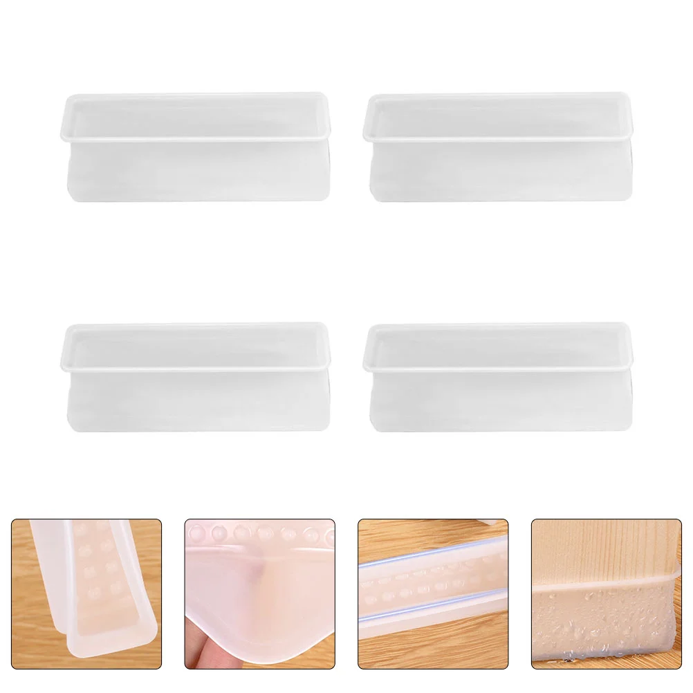 

4 Pcs Wrap Feet Rectangle Rectangular Bed Booties Floor Protector Anti-slip Mat Furniture Foot 10x35cm Silica Gel Pad