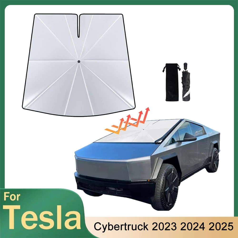 

Для Tesla Cybertruck 2024 2025 автомобильный солнцезащитный козырек на лобовое стекло, складной солнцезащитный зонт, светоотражающий УФ-аксессуары для салона автомобиля
