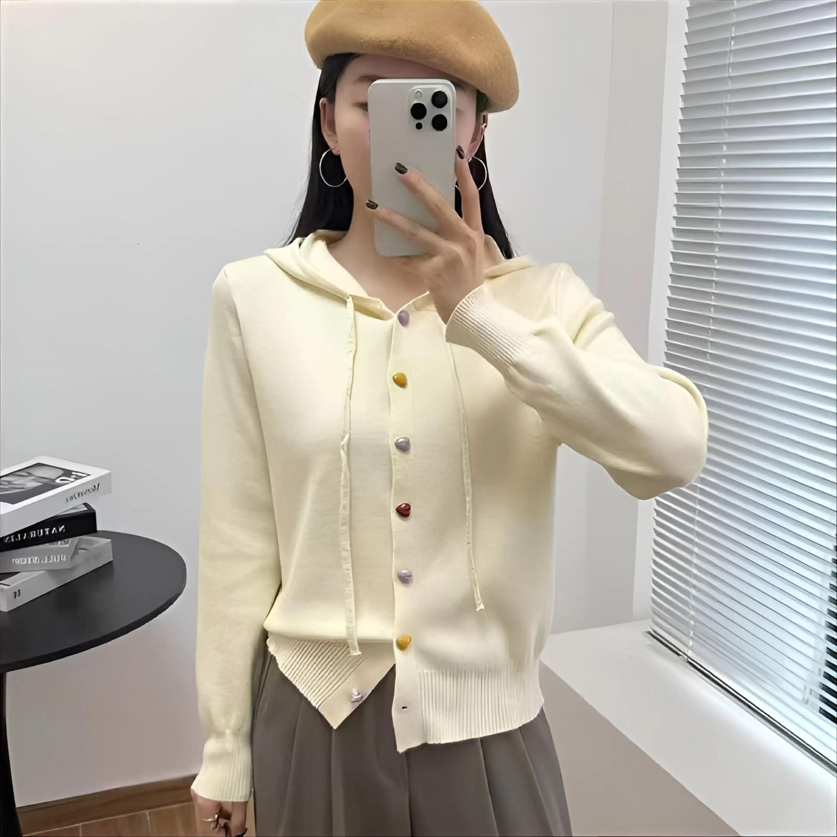 

Cardigans Homewear Sweaters Womens Summer Collared Moda Ruffled Printed French-Style High-Collar Crochet Applique Overwork Daily