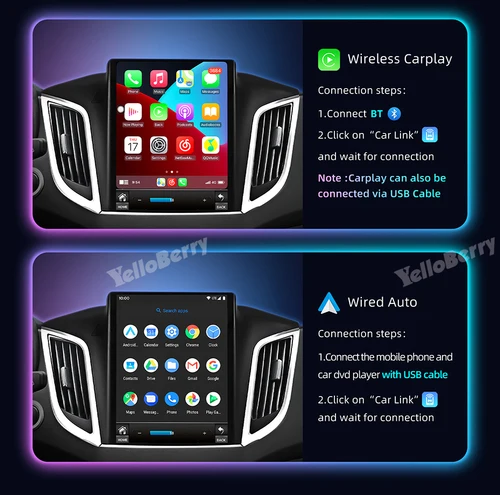 Imagen 2 del producto Radio con GPS para coche, Reproductor Multimedia Inalámbrico con Android 13, grabadora, estéreo, RDS, pantalla Tesla, Hyundai Creta IX25, años 2014 a 2018 radio de coche con bluetooth y usb，carplay inalambrico sistemas