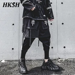 HKSH Men Fake Two-Piece Embroidered Legged Overalls High Street Hip Hop Dark Techwear Autumn Winter New Cargo Pants Trend HK2900