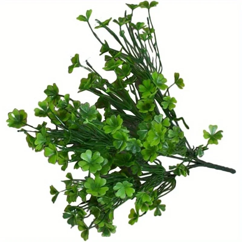 2Pcs/Set St. Patrick's Day Plastic Green Plants Artificial Plants Four Leaf Clover, Greenery Spring Home Decorations for Wedding