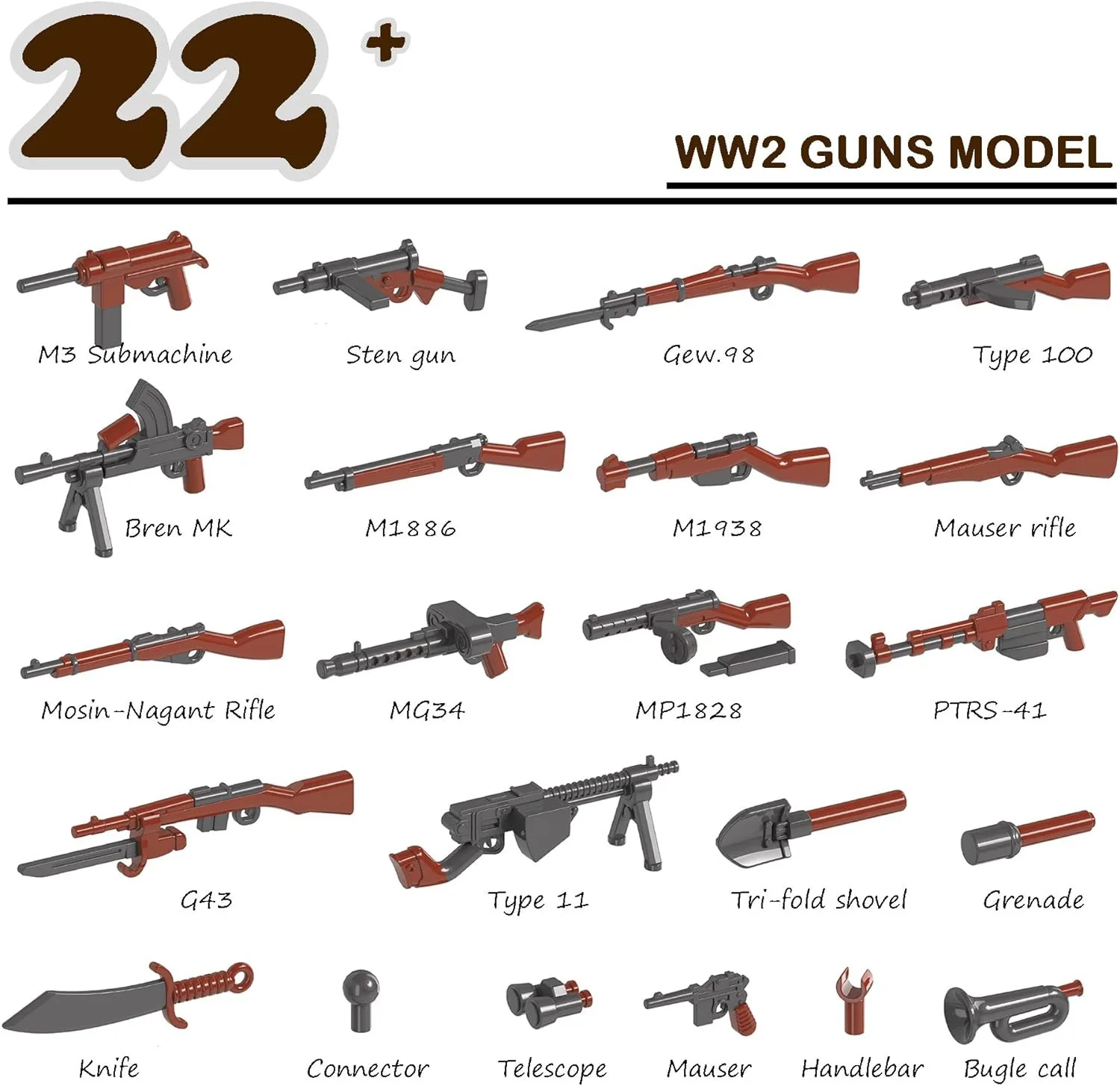 Décennie s de construction de combat militaire pour garçons, pack d'armes, armée, WW2, briques, figurines de soldat, ensemble d'équipement d'équipe Swat, Gitfs