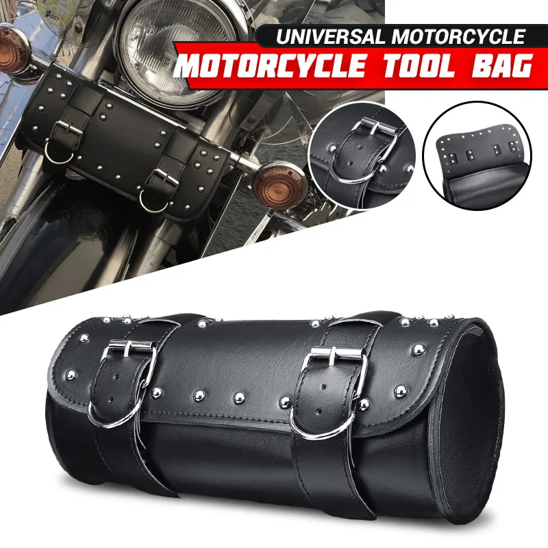 

Universal Motorcycle Tool Bag Storage PU Leather Motorbike Travel Pouch Front Luggage Bag Universal For Chopper Bobber Custom