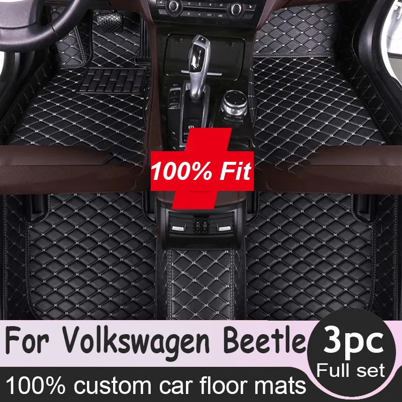 

Car Floor Mats For Volkswagen Beetle A5 2012~2018 The Main And Co-pilot Computer Box Leather Car Mats Fully Set Car Accessories