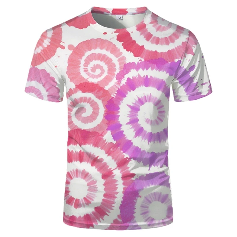 

Fashion Tie-Dye Graphic T Shirts Summer Casual Daily Wear Simple 3D Printed T-shirts Loose Breathable Harajuku Men Women Tees