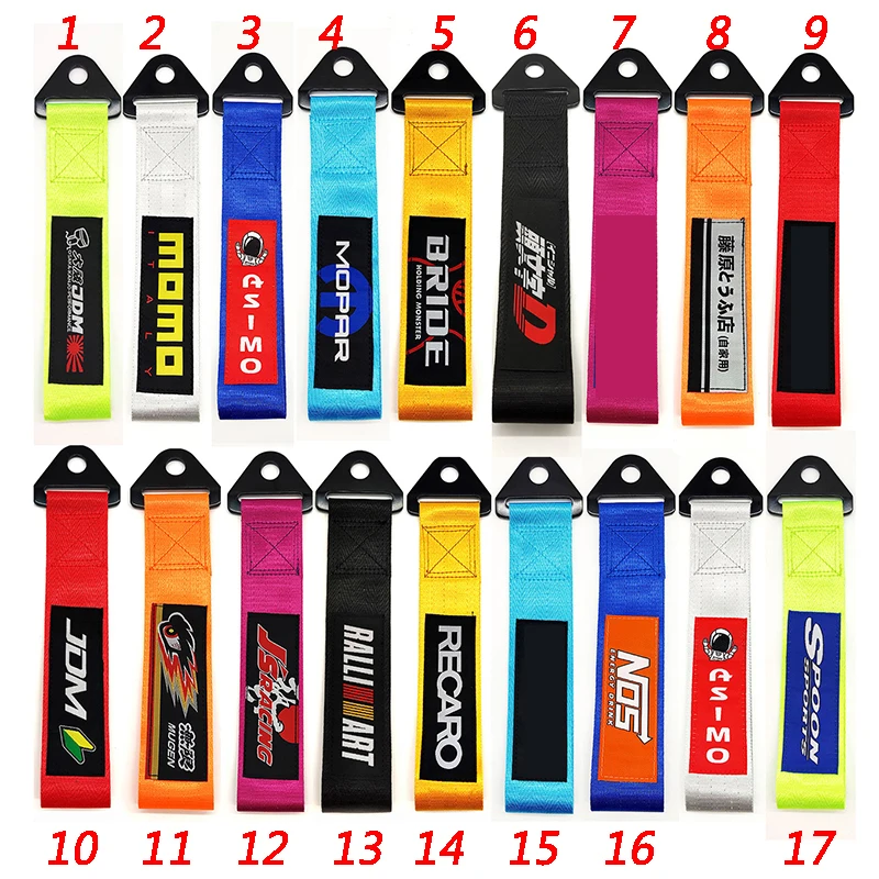 

New 24 Styles JDM Racing Car styling Car Ropes Hook Individual Decoration Nylon Material Towing For Tow Strap Auto Accessories