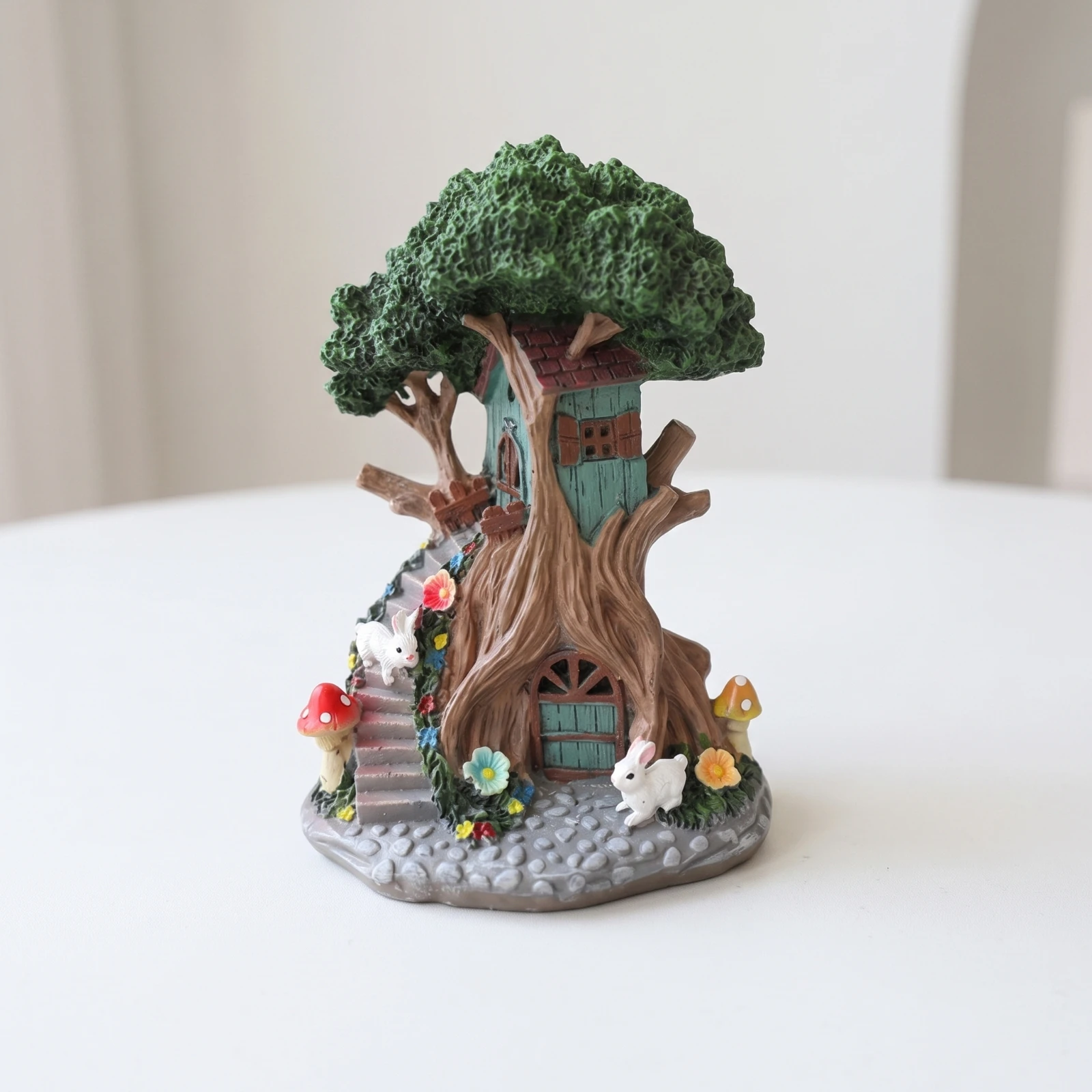 Fairy Garden Tree House Nature-Inspired Tree-House Figurine Storybook Treehouse Statue Outdoor Cottage Charming for Collectors