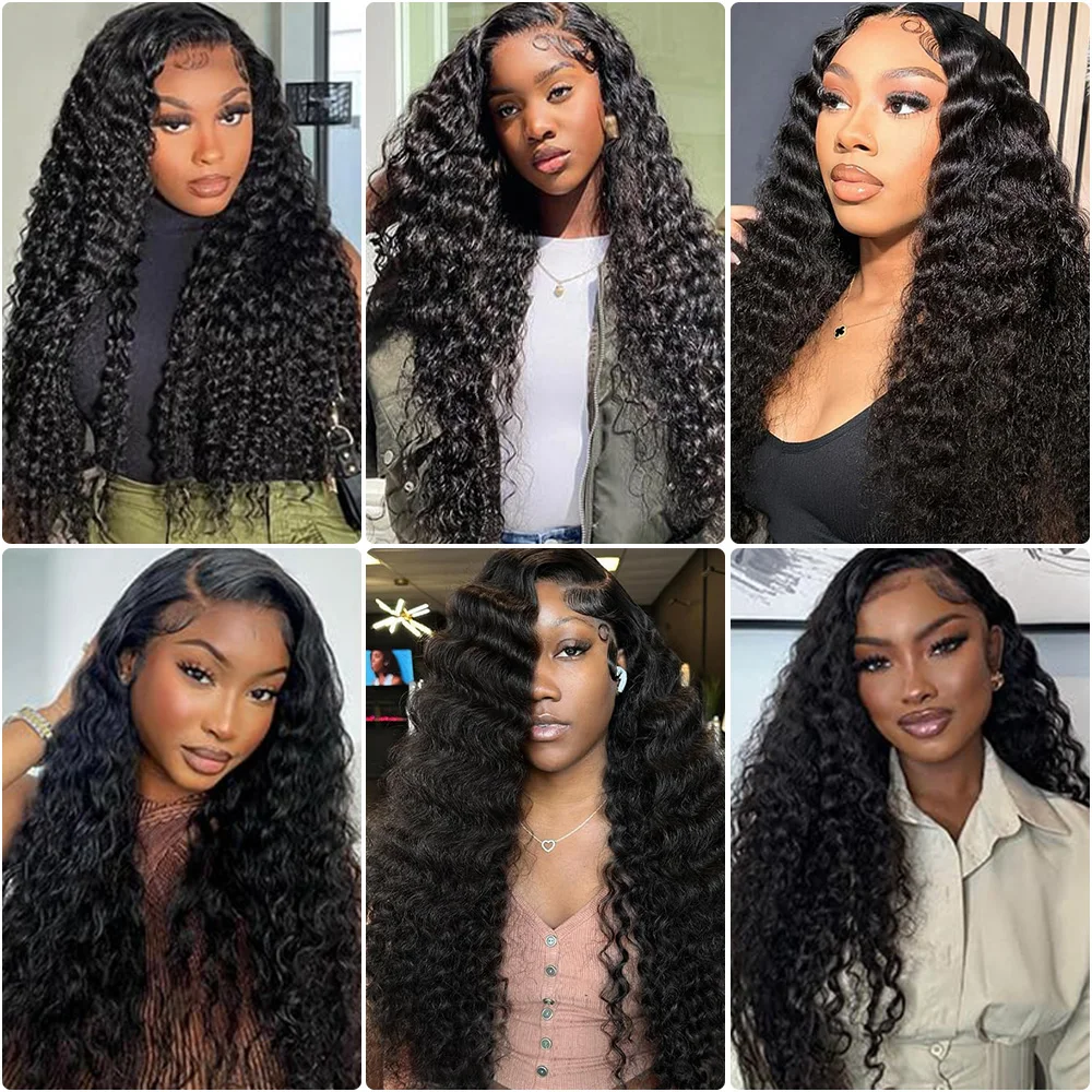 28 38-дюймовый глубокий волнистый 13x6 5x5 HD Парик из натуральных волос на кружеве спереди 200% Remy Curl 360 Полные кружевные фронтальные парики Человеческие волосы для чернокожих женщин
