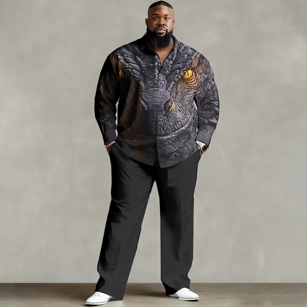 

S-9xl plus size Men's Shirt Set: Goofy Animal Charm - Breathable Fabric, Sleek Witty Animal Designs, Wrinkle-Resistant,